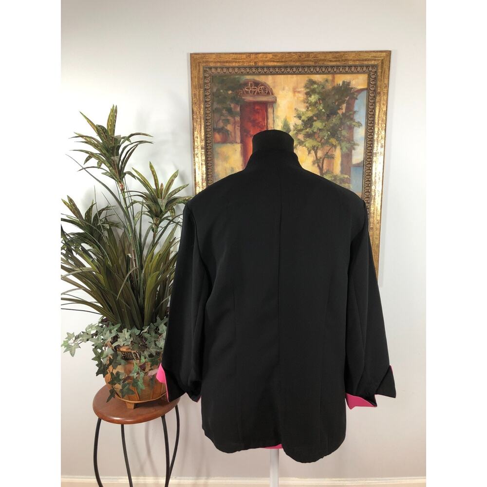 Cold Water Creek 2 Piece Blazer & Vest Women's Size 12 Black Magenta Barbiecore - Picture 4 of 9